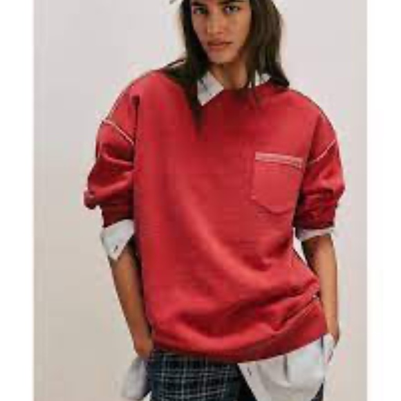Free People We The Free Wallace Pullover  XS NWOT Red - Picture 2 of 14